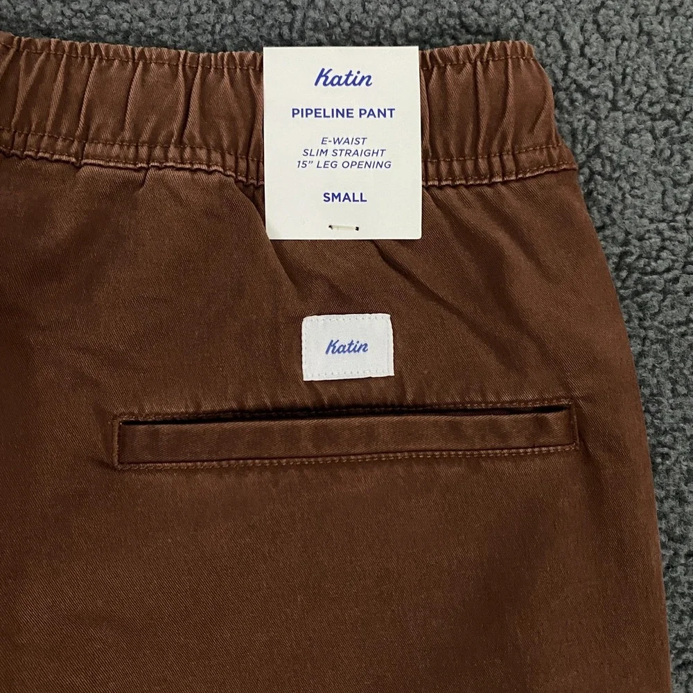 Katin Pipeline Pant size Small Mahogany Brown Elastic Waist Drawstring Chino